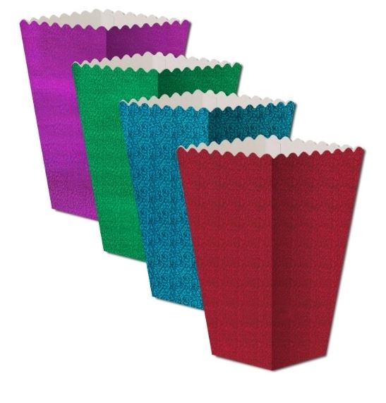 Holographic Popcorn Box Colourful, 8pk