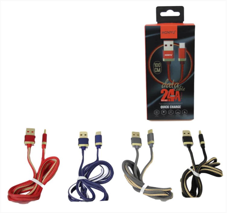 Honyu Data Cable Quick Charge Fast Charge 24A USB Charging Anti Knot 100cm