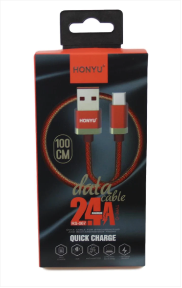 Honyu Data Cable Quick Charge Fast Charge 24A USB Charging Anti Knot 100cm