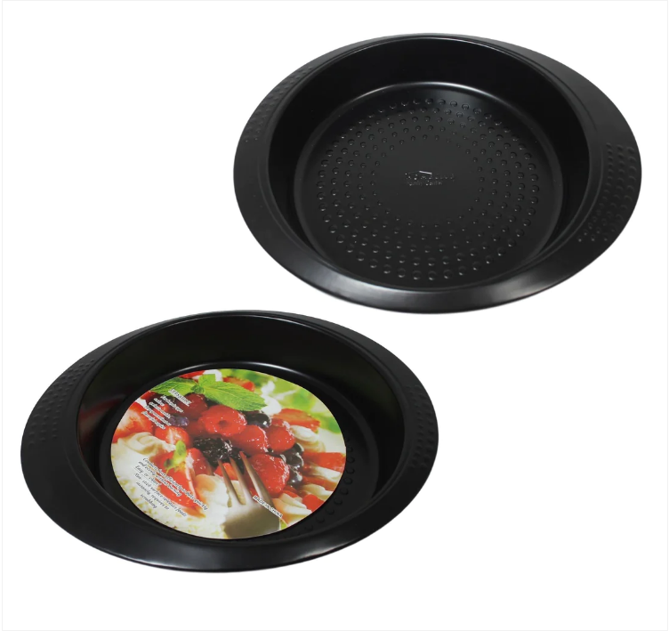 Household Baking Tray Black Dotted Air Non Stick Surface Round Tray 26cm