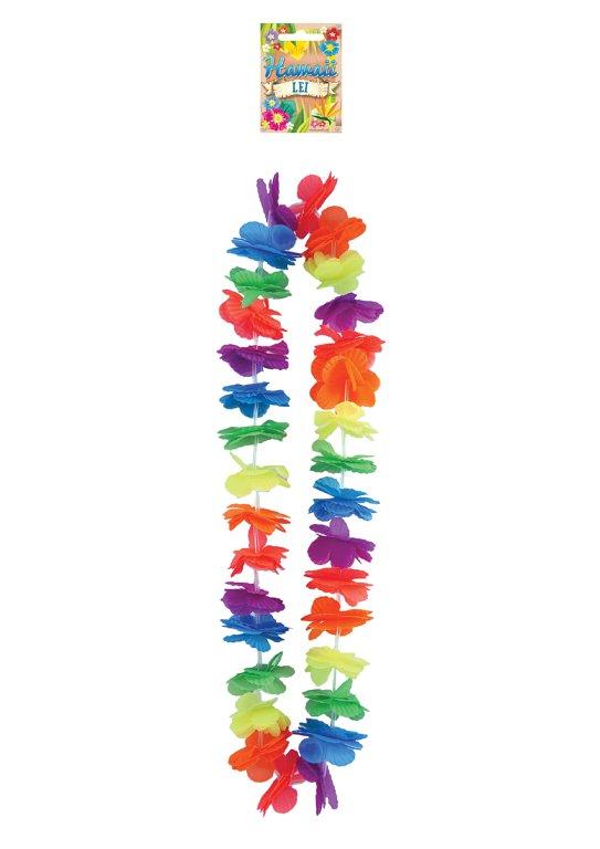 Hula Lei Hawaiian Themed Party Costume Accessory 100cm Long Petals 6cm Multicoloured Neon
