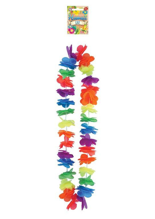 Hula Lei Hawaiian Themed Party Costume Accessory 100cm Long Petals 6cm Multicoloured Neon