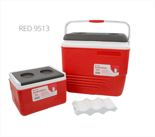 Ice Chest Cool Box Set 2pcs 6 / 25 Litre Red