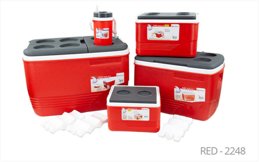 Ice Chest Cool Boxes Set 5pcs 1.25 / 6.0 / 14.0 / 31.0 / 60.0 Litre Red