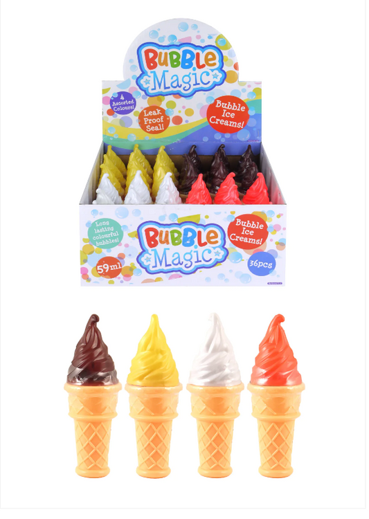 Ice Cream Bubble Tubes 4 Assorted Colours (59ml/12.5cm)