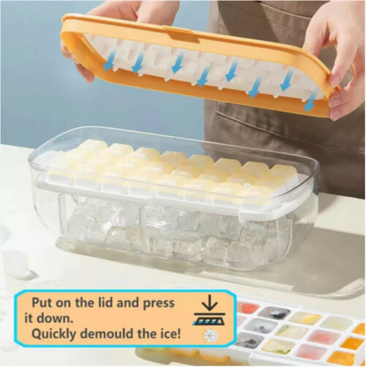Ice Cube Tray Maker Box Mould With Container 16cm x 29cm 620g