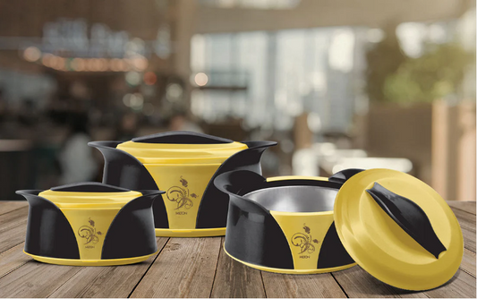 Imperial Insulated Casserole Set 3pcs 1.0 / 1.5 / 2.5 Litre Black Yellow Gold