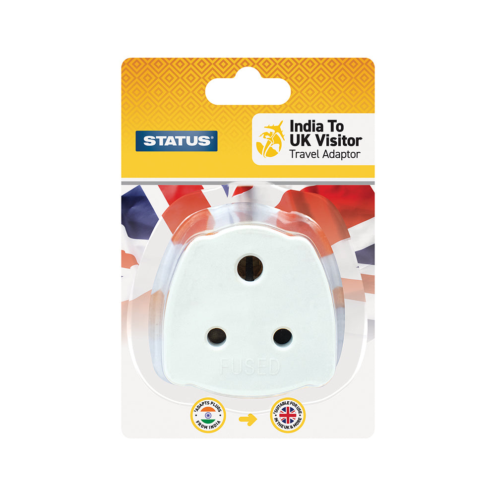 India To UK - Visitor Adaptor - White - 1 pk - Box