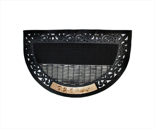 Indoor Outdoor Gold WELCOME Design Door Mat in Oval Design