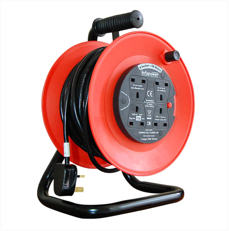 Infapower Cable Extension Lead 4 Socket 13 Amp 50 Metre Reel