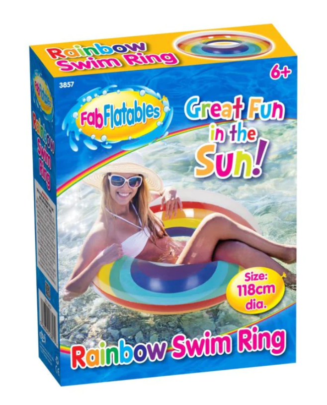 Inflatable Rainbow Swimming Pool Ring 118cm Diameter