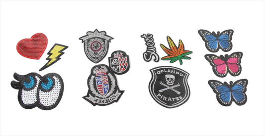 Iron On Cloth Patches Glitter Sequined 3pc Assorted Designs