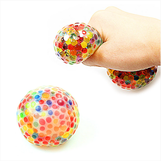 Jelly Bead Squeezy Mesh Ball Anti Stress Relief Spalt Kids Fun Party Filler Ball