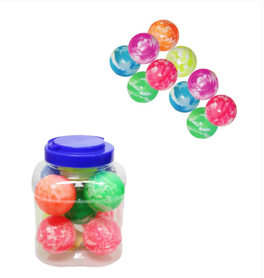 Jet Ball Assorted Colours Big Bouncy Balls x 10 in Jar Kids Fun Jar 6cm