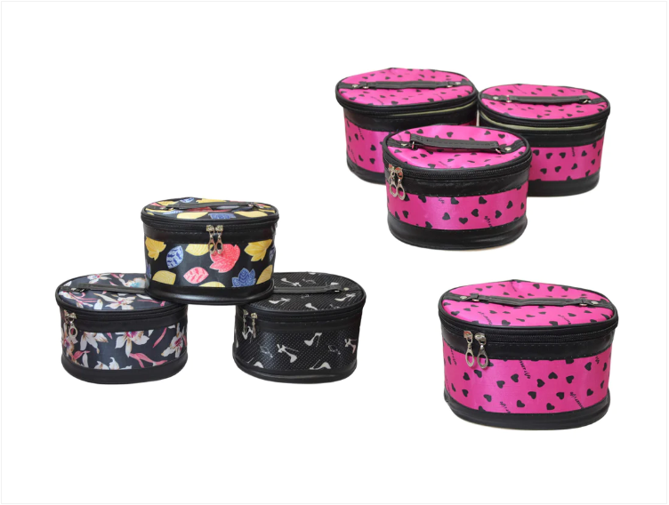 Jewellery Box Makeup Bag Zipped 3 Pack Bag 3 in 1 Assorted Design Makeup Bag