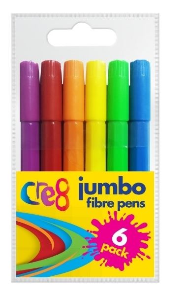 Jumbo Fibre Pens, 6pk