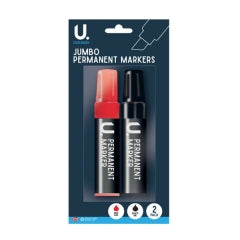 Jumbo Permanent Markers, 2pk Black