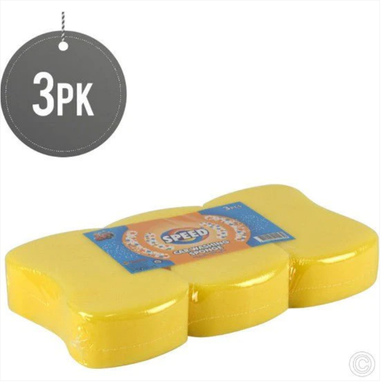 Jumbo Yellow Car Wash Sponges Pack of 3