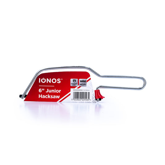 Junior Hacksaw - 150mm - chrome plated - steel frame - saw blade - colour card sleeve - Ionos - 1 pk