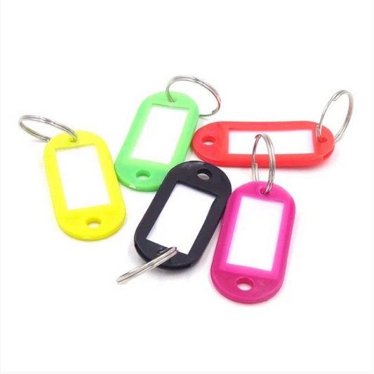 Key Ring Tags, Assorted Colour Plastic Pack of 6
