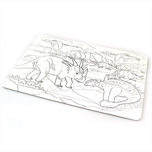 Kids 24 Piece Colour In Dinosaur Jigsaw Puzzle Travel Party Gift Bag