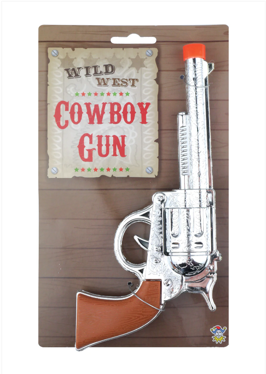 Kids Cowboy Gun Silver Pistol Indoor Play 24cm