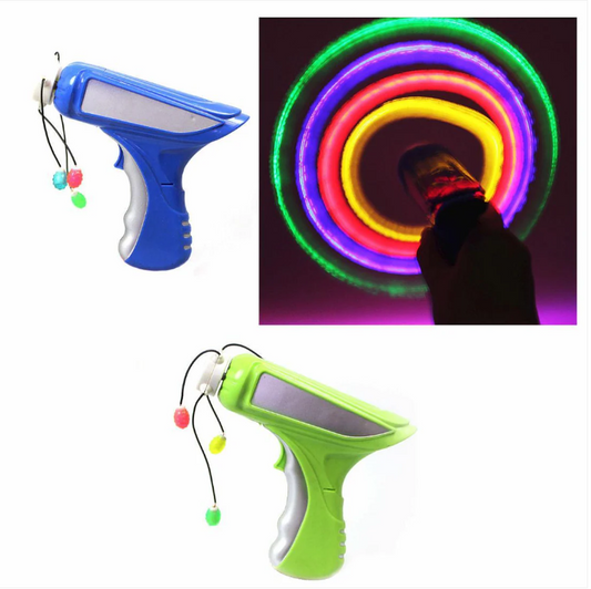 Kids Light Up LED Spinner Toy Gun Rope Spin Propellor Beads