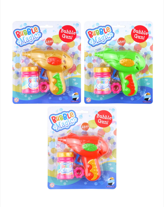 Kids Outdoor Fun Bubble Gun With Liquid 3 Assorted Colours