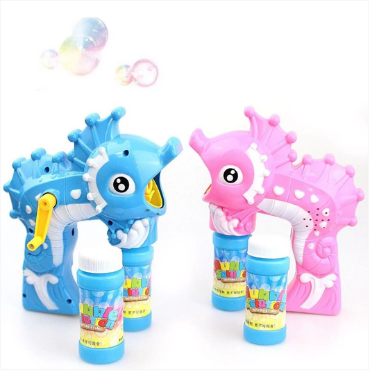 Kids Sea Horse Hand Bubble Gun Soapy Liquid Outdoors Toys