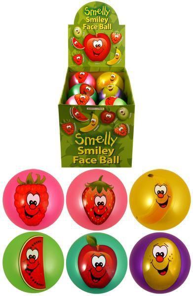 Kids Smelly Fruits Smiley Face Balls Scented Fruity Bounce 6 Assorted Colour 9cm