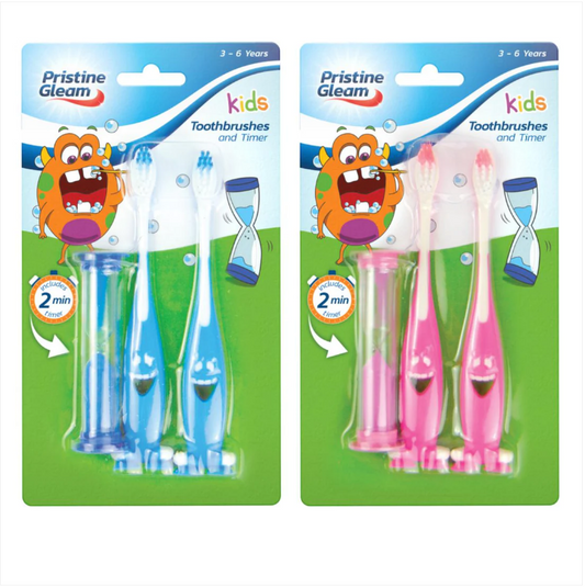 Kids' Toothbrushes & Timer Set 2 Colours