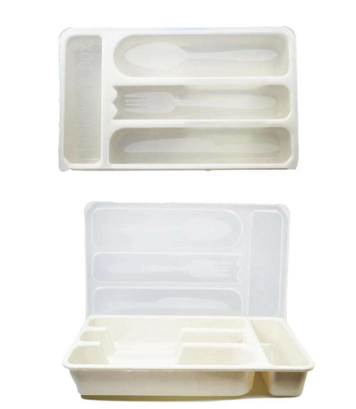Kitchen Cutlery Storage Container Spoons Knives Forks With Plastic Lid 30cm x 18cm