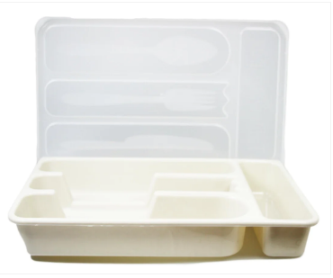 Kitchen Cutlery Storage Container Spoons Knives Forks With Plastic Lid 30cm x 18cm