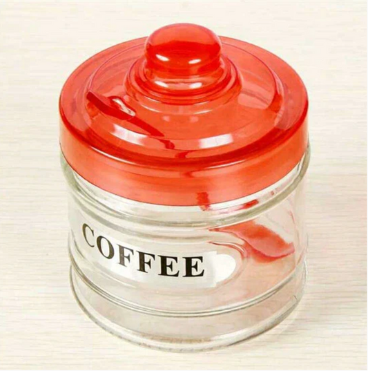 Kitchen Glass Coffee Tea Sugar Storage Jar 8 x 8 cm Assorted Colours