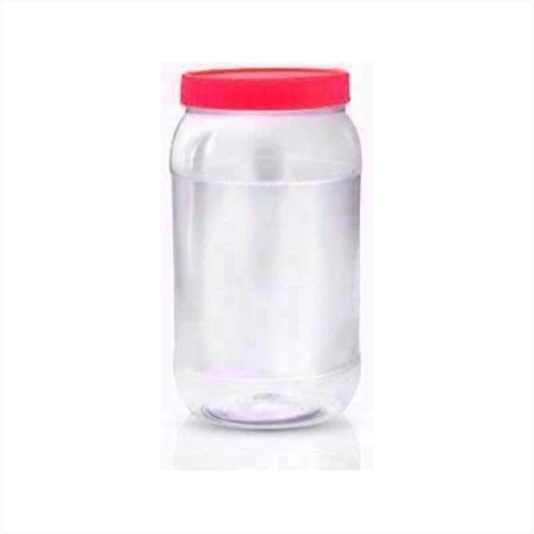 Kitchen Household Storage Plastic Clear Food Jar Red Lid 2 Litre
