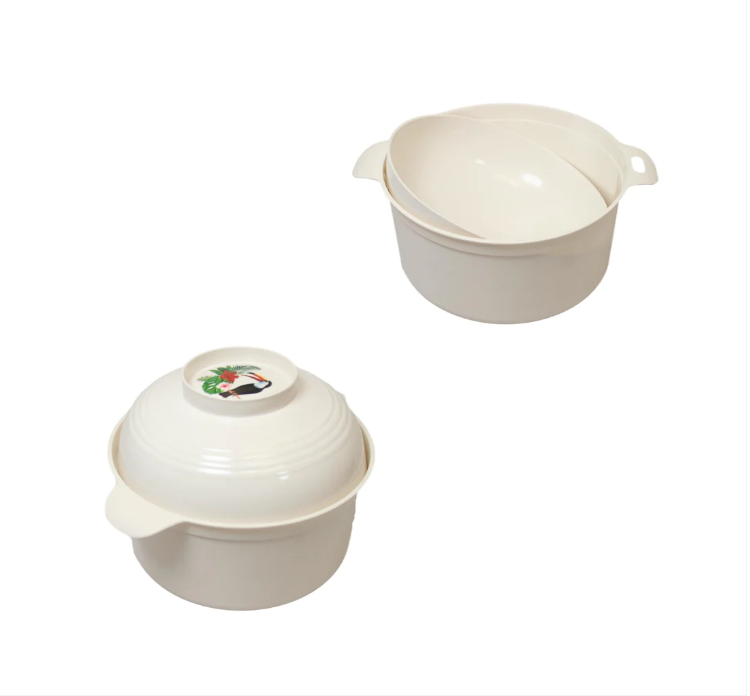 Kitchen Plastic Bowl and Lid Storage Pot Snacks Vegetable Fruits Bowl 17 x 8cm