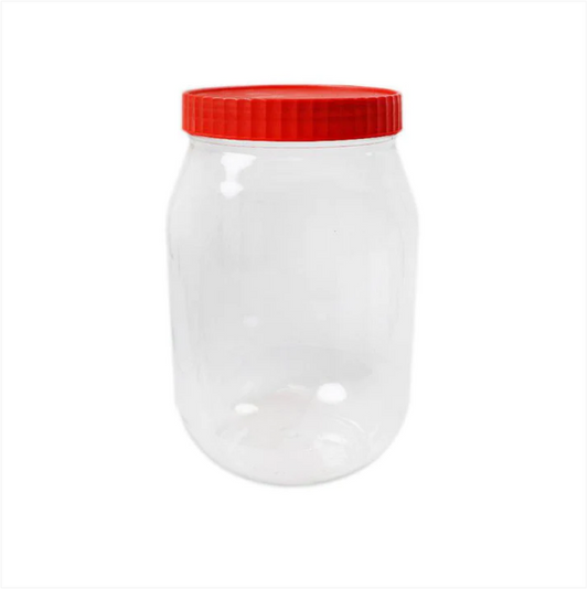 Kitchen Plastic Clear Jar With Red Lid Food Storage 500cc