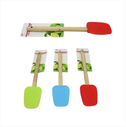 Kitchen Silicone Spatula Wooden Handle 30 cm Assorted Colours