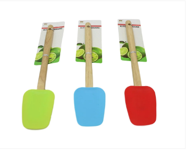 Kitchen Silicone Spatula Wooden Handle 30 cm Assorted Colours