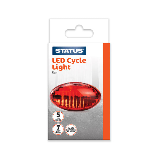 LED - Cycle Lights - 5 Red LED Rear - 2 x AAA batteries (not included) - 1 pk - in a Box