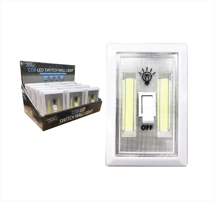LED Battery Operated Wall Switch Night Light 400 Lumens 1 Pc Home Diy