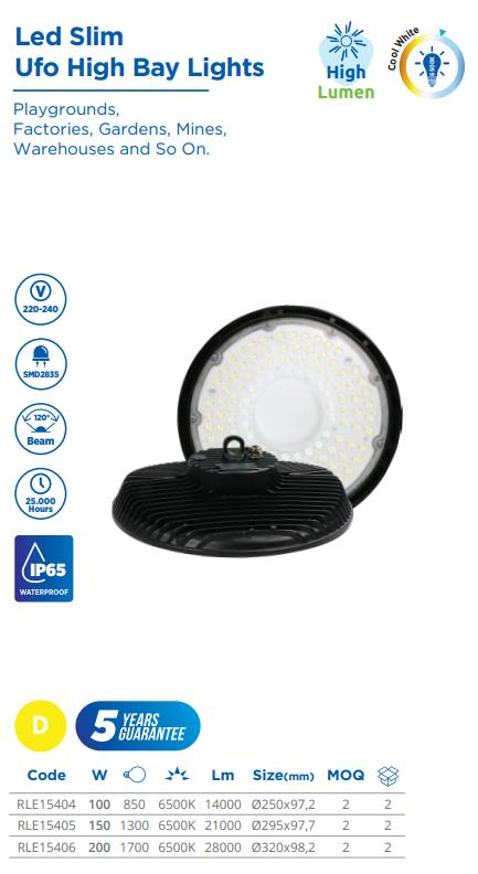 LED SLIM UFO HIGHBAY LIGHT, 100W, 14000LM, 220-240V