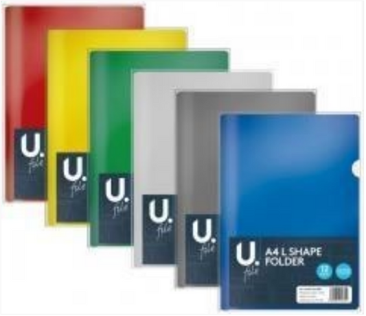 L Shape Folder Assorted Colour Home School Office Plastic A4 Folder
