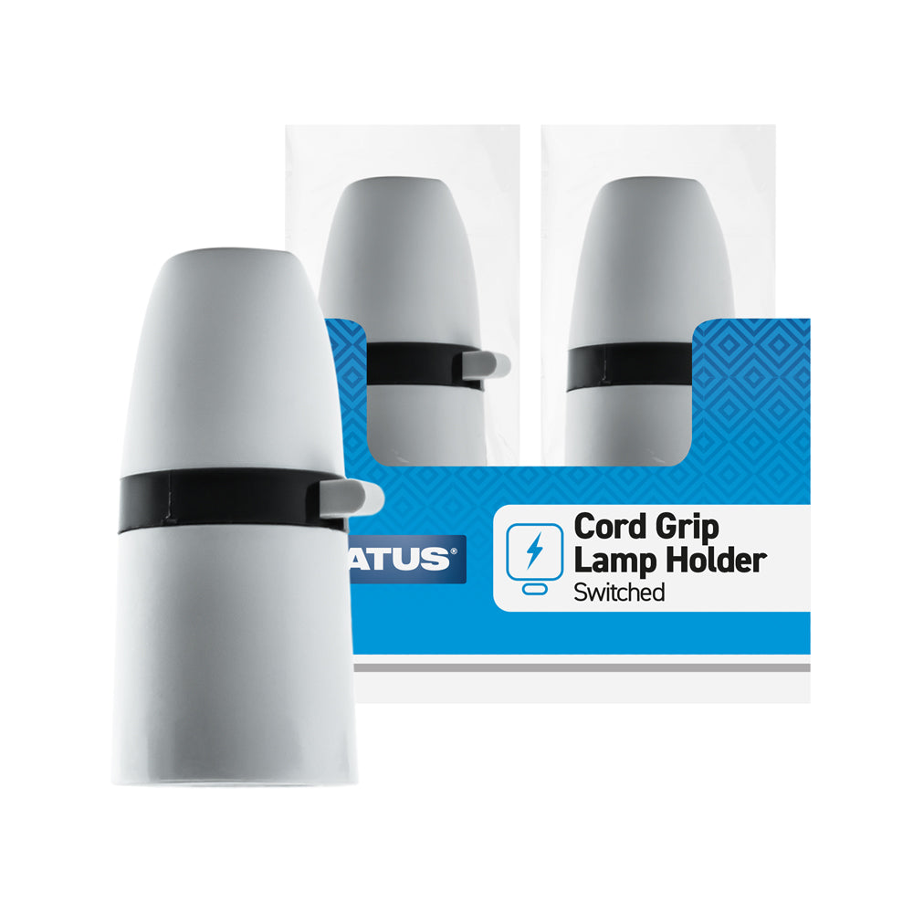 Lamp Holder - Cord Grip - T2 Switched - White - 1 pk - in Poly Bag - in Colour CDU