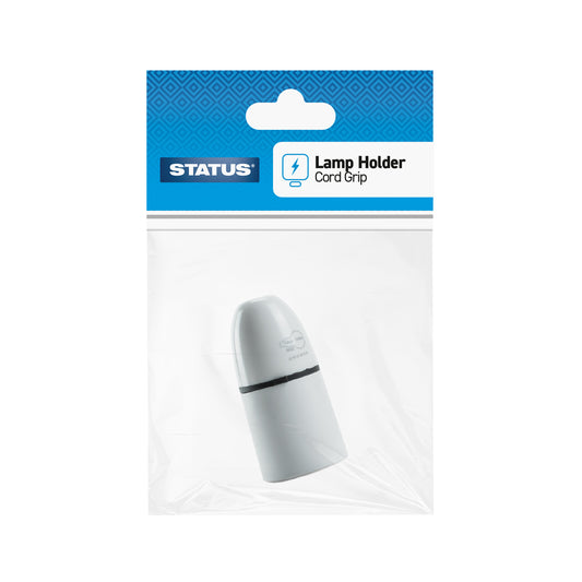 Lamp Holder - Cord Grip - T2 UnSwitched - White - 1 pk - in Poly Bag / Euro Slot