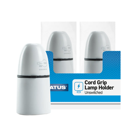 Lamp Holder - Cord Grip - T2 UnSwitched - White - 1 pk - in Poly Bag - in Colour CDU