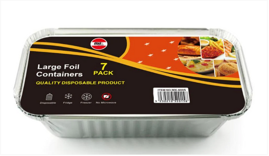 Large Foil Aluminum Containers Party BBQ Food Storage Containers 7 Pack