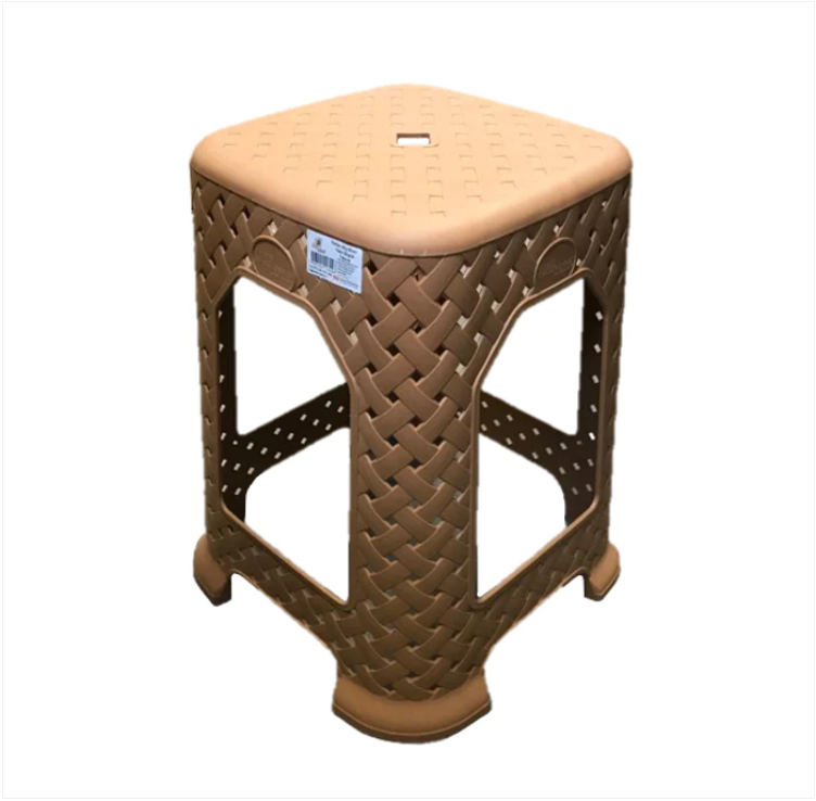 Large Plastic Rattan Style Stool 44 x 27cm Assorted Colours