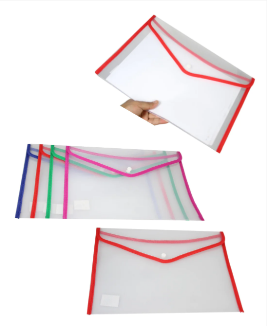 Large Plastic Stud Document Wallets Files Folders Available in 4 Colours 36cm x 26cm