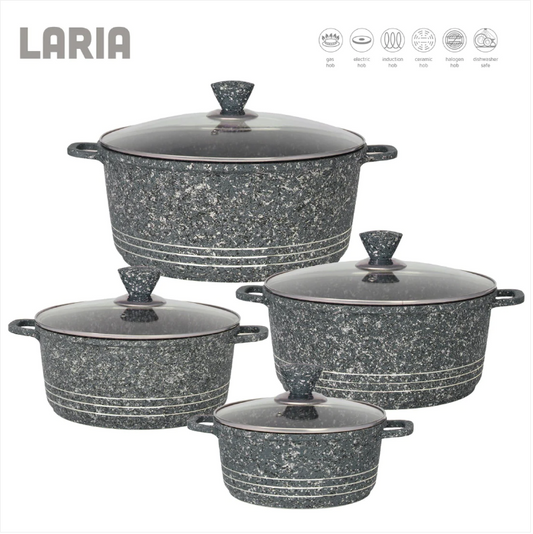 Laria Granite Die Cast Stockpot Pan Set 4pcs Grey